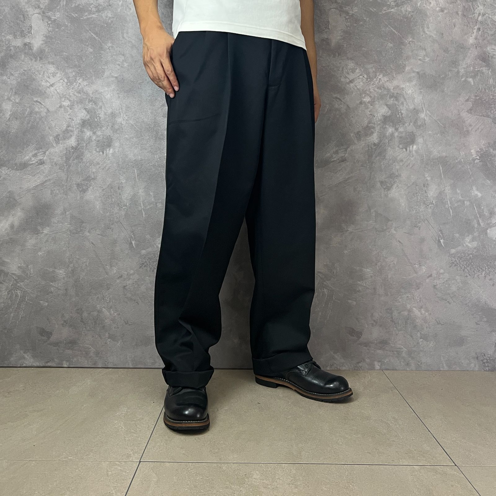 状態◎ 00’s PERRY ELLIS ブラック ワイドスラックス 00s PERRY ELLIS ワイドスラックス 黒 サイズ38×32 - メルカリ