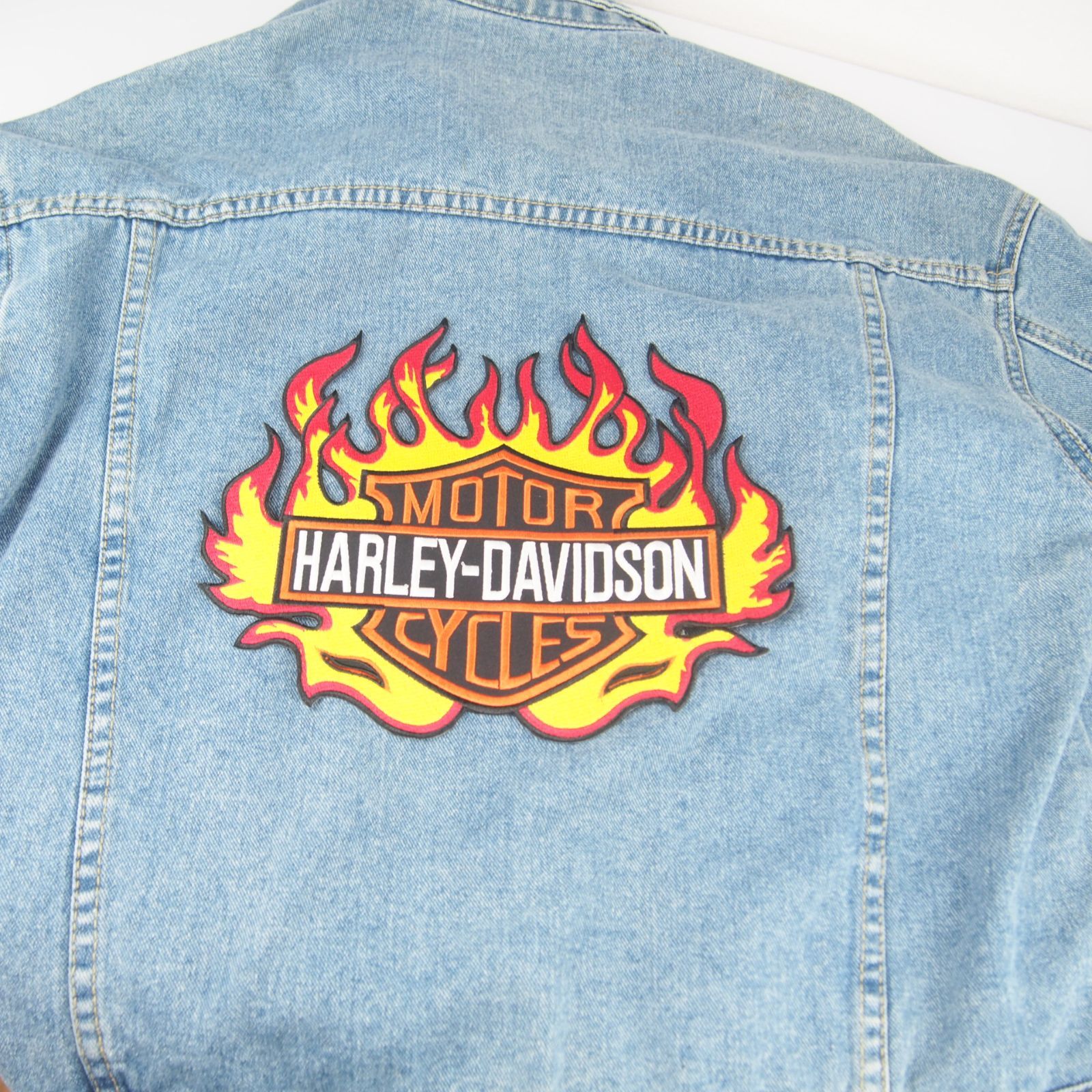 LL① 特大 Harley-Davidson 炎 ロゴ アイロンワッペン ワッペン