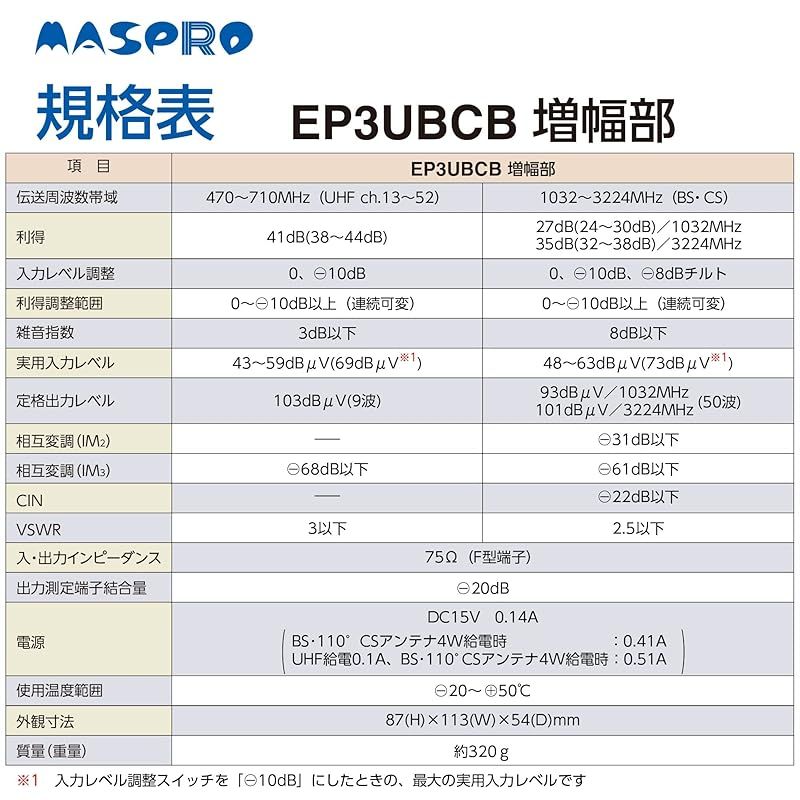 ＣＳブースター EP3UBCB