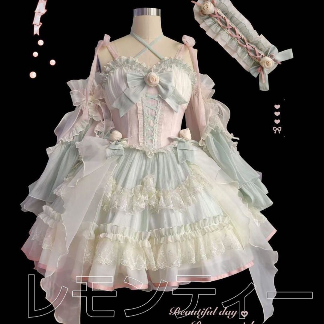 ロリータ loita ドレス ピンク ミントグリーン フリル かわいい