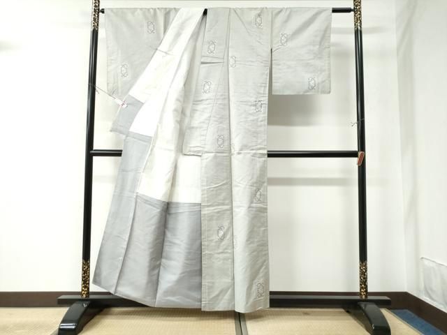 平和屋着物○本場大島紬 白大島 7マルキ 色紙重ね吉祥文 正絹 逸品  