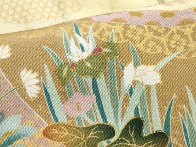 平和屋着物○豪華色留袖 駒刺繍 吉祥草花文 金彩 正絹 逸品 CAAQ9176vf