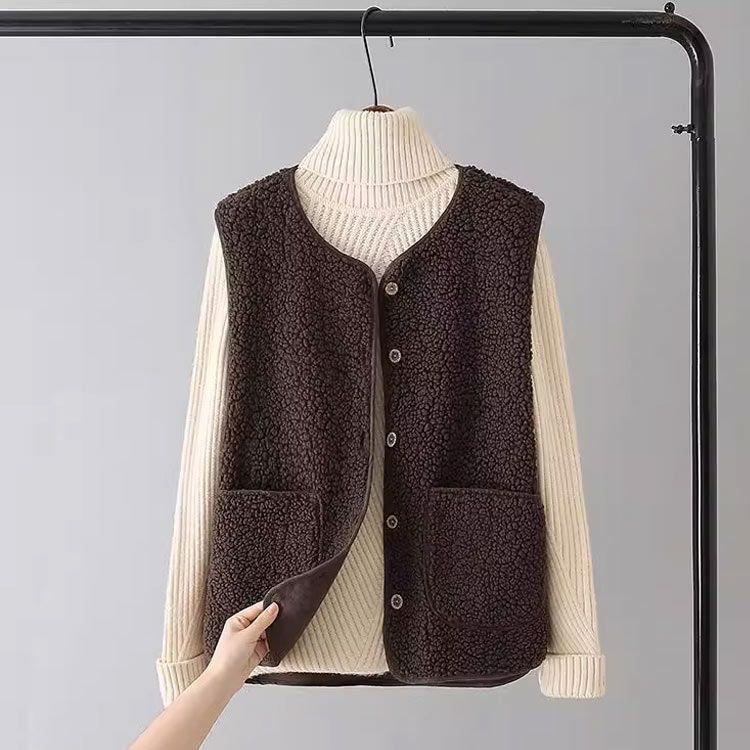 ボアベスト レディース ボア ベスト ノースリーブ 羽織り 秋冬 コーデ ファーベスト 上着 袖なし ボタン トップス ジャケット アウター ノー ショート丈 ratei 0127