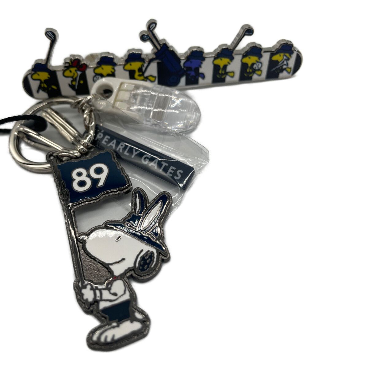【送料無料】 ♥品 パーリーゲイツ PEARLY GATES ゴルフ小物 フリー 白×黒 スヌーピーコラボ キーホルダークリップ 送料無料も!