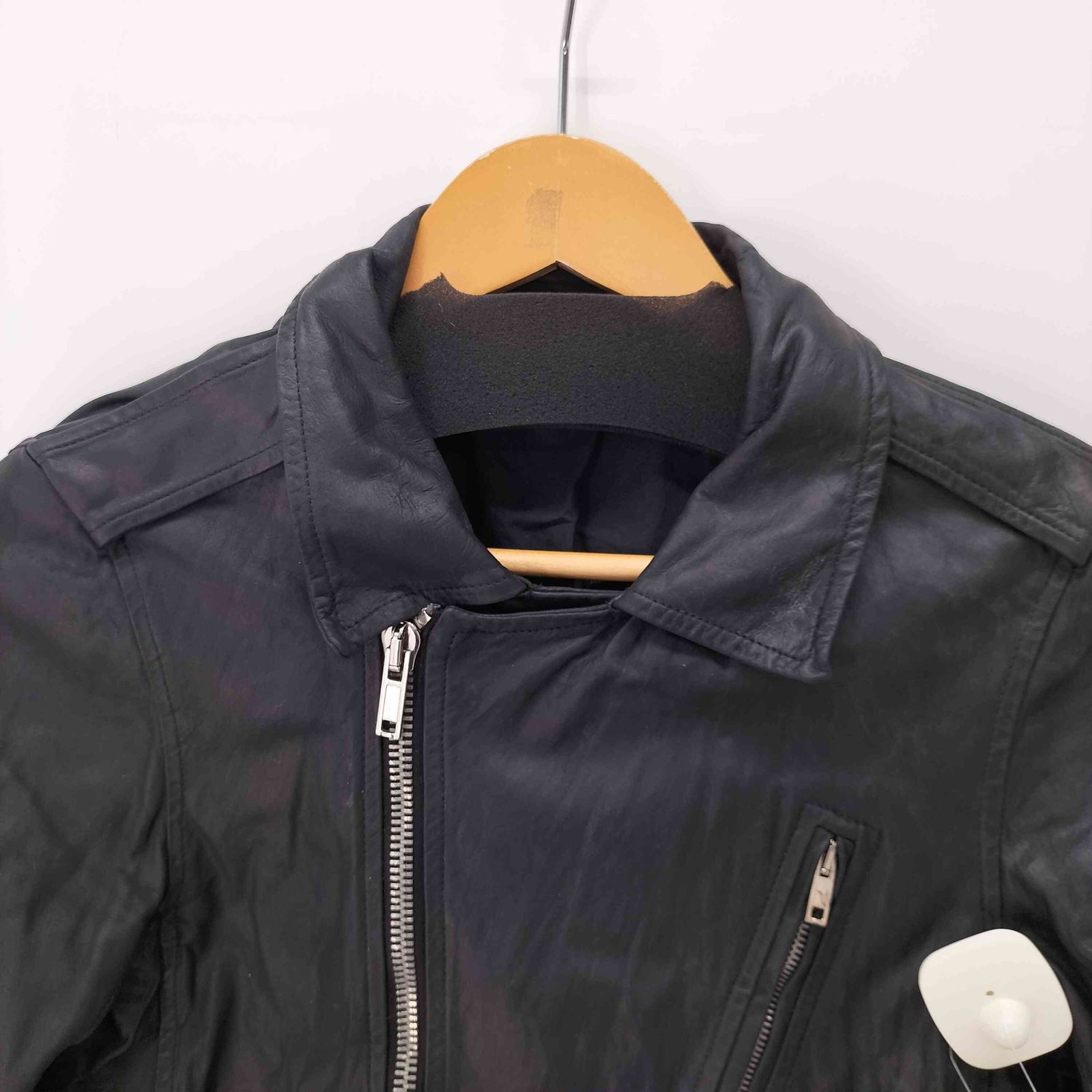 リックオウエンス RICK OWENS olmar and mirta ZIP LEATHER JACKET 変形ジップレザーライダースジャケット  メンズ 46 - メルカリ