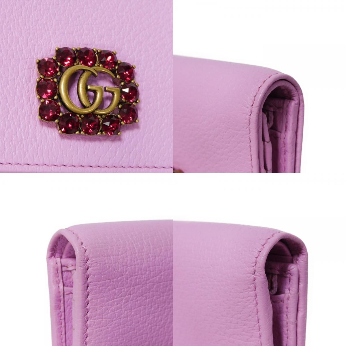GUCCI グッチ GGマーモント クリスタル コンパクト ウォレット ライン
