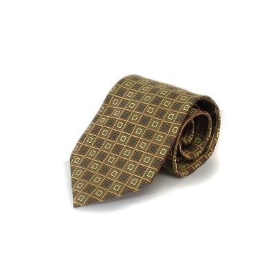 アクアスキュータム AQUASCUTUM ネクタイ 総柄 シルク 茶 ブラウン