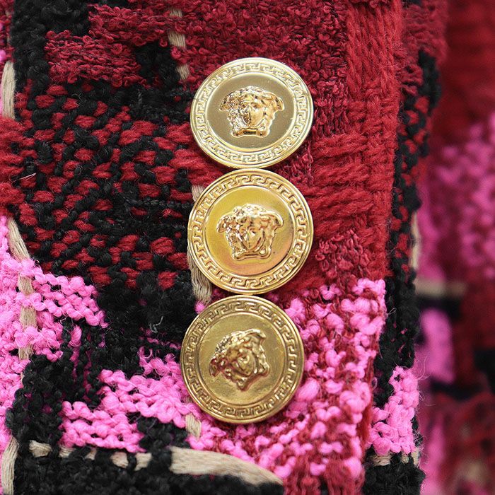 美品　VERSACE ヴェルサーチ　テーラードジャケット　ダメージ加工 新品同様】VERSACE ヴェルサーチ ジャケット ツイード 2022年製
