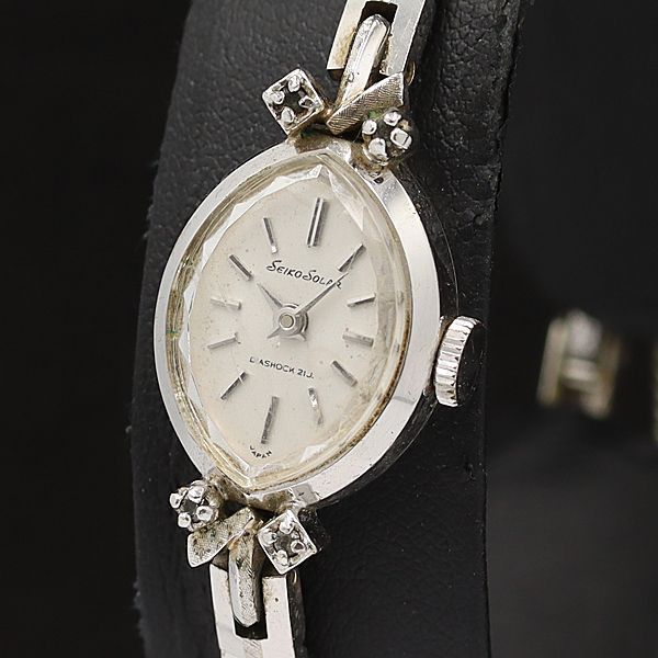 稼働 セイコー ソーラー 手巻 シルバー文字盤 ヴィンテージ 10-8080