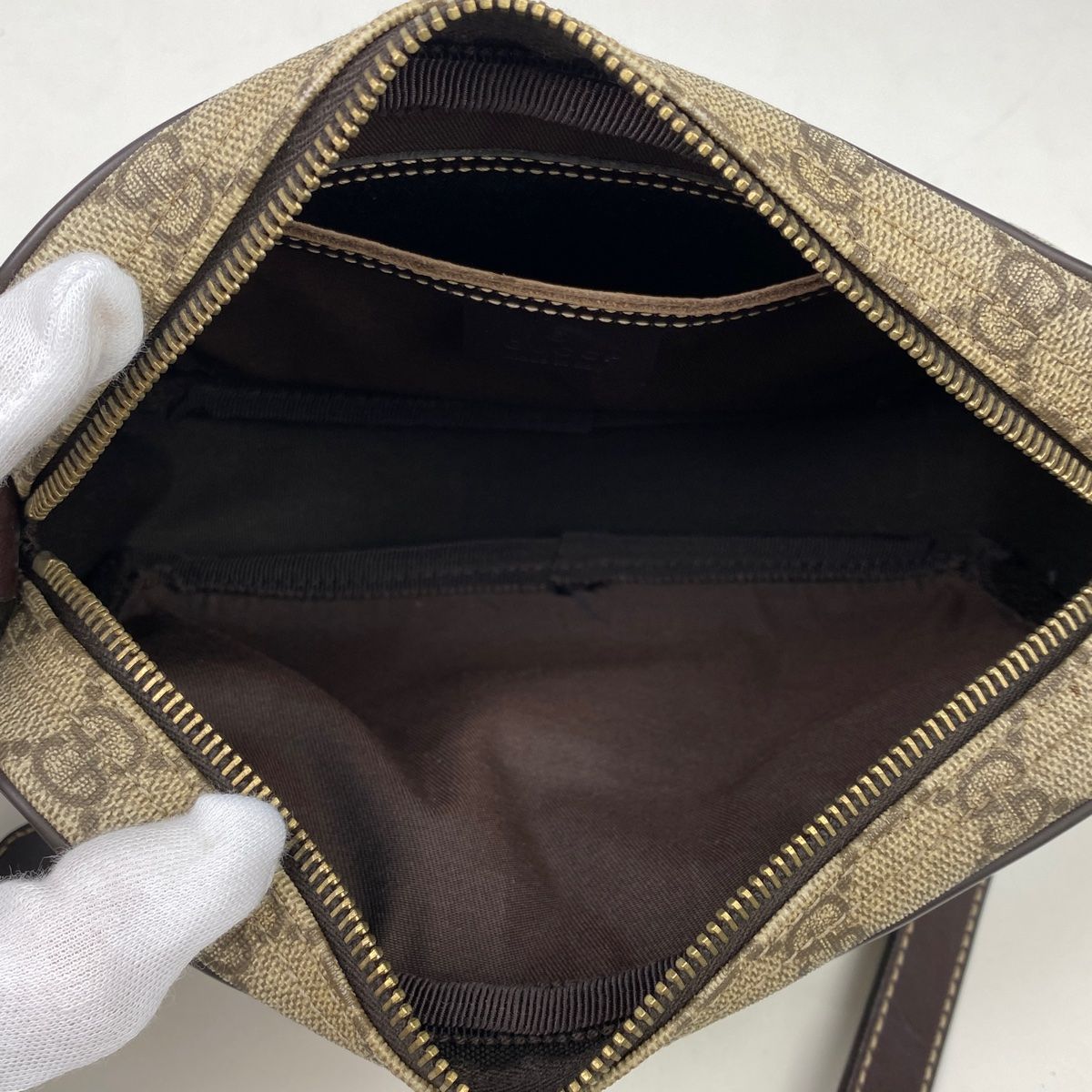 美品 Gucci GGキャンバス ショルダーバッグ グッチ GUCCI ブラック GGキャンバス レザー ショルダーバッグ