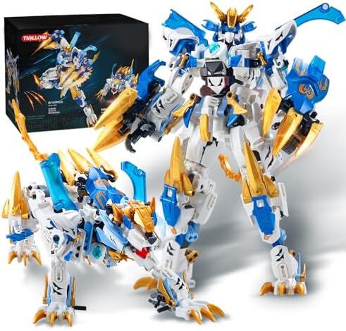 ティアロウ メカビルディングブロック アクションフィギュア おもちゃ 2イン1 ホワイトタイガー変形ロボット組み立てセット タイガーモデルに変換 大人 子供 男の子 8歳以上 515ピース ホワイトタイガー