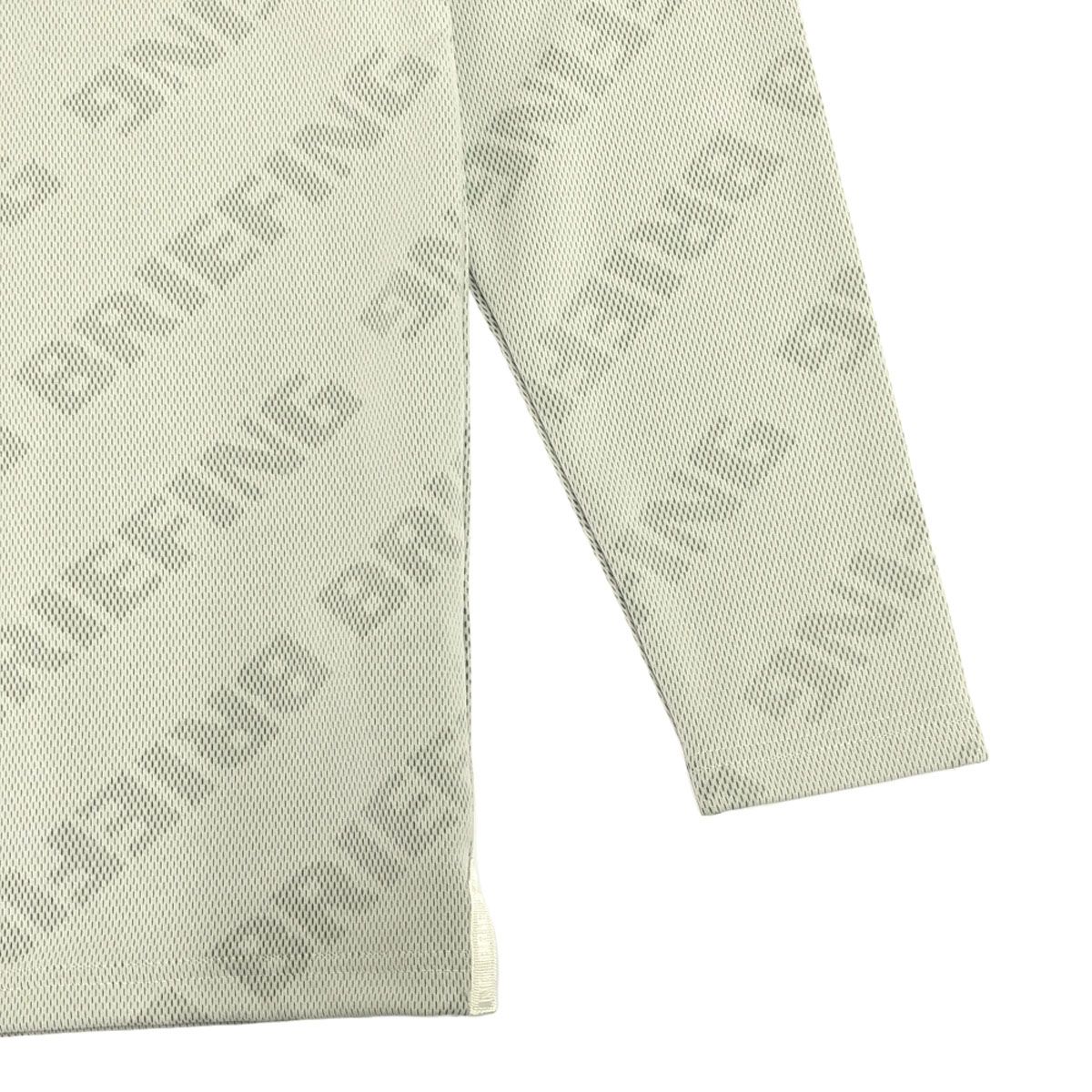 BRIEFING - 古着 BRIEFING ブリーフィング 日本製 総柄 ゴルフ 長袖 ハイネック シャツ M ホワイト RELAXED FIT メッシュジャガード生地 メンズ BRIEFING ブリーフィング 日本製 総柄 ゴルフ 長袖 ハイネック