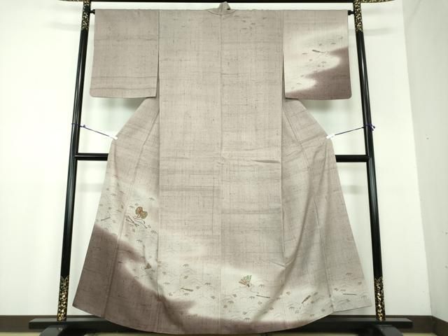 平和屋着物○生紬 訪問着 草花文 正絹 逸品 DAAX4064ps 平和屋着物