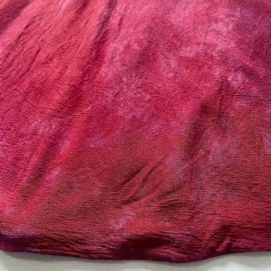 vintage フリンジ タイダイ エンジ レッド マキシワンピース 古着 