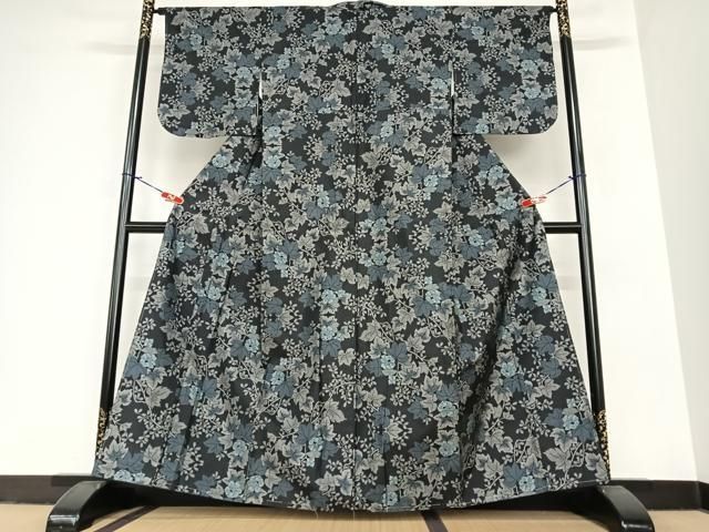 平和屋着物○本場大島紬 カタス9マルキ 枝花文 正絹 逸品 AAAY5960ph