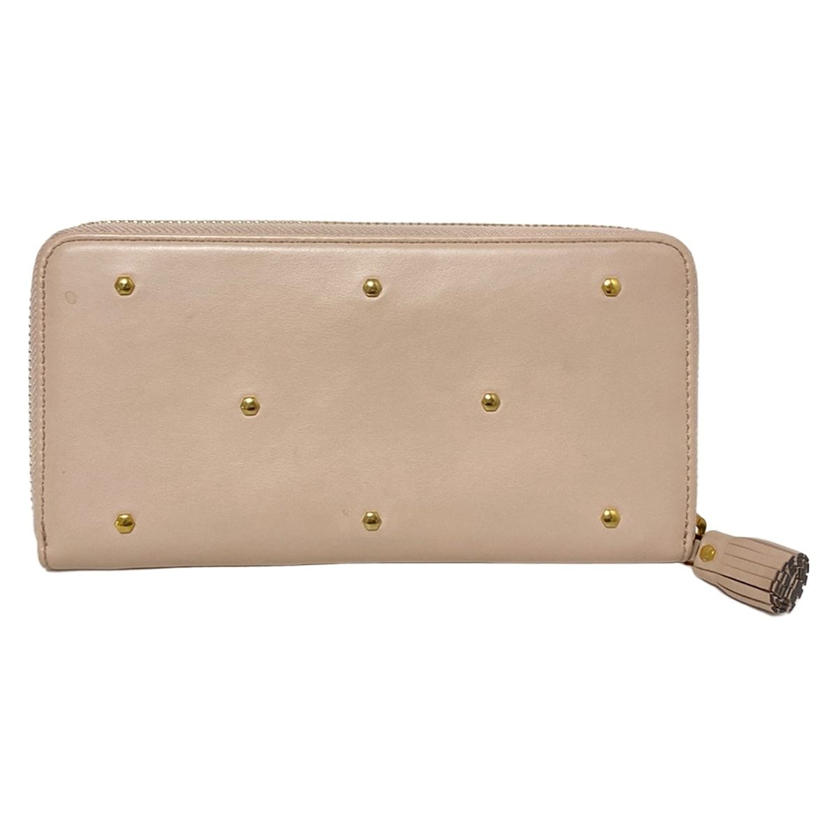 Anya Hindmarch アニヤハインドマーチ 長財布 - ピンクベージュ スタッズ|ラウンドファスナー レザー