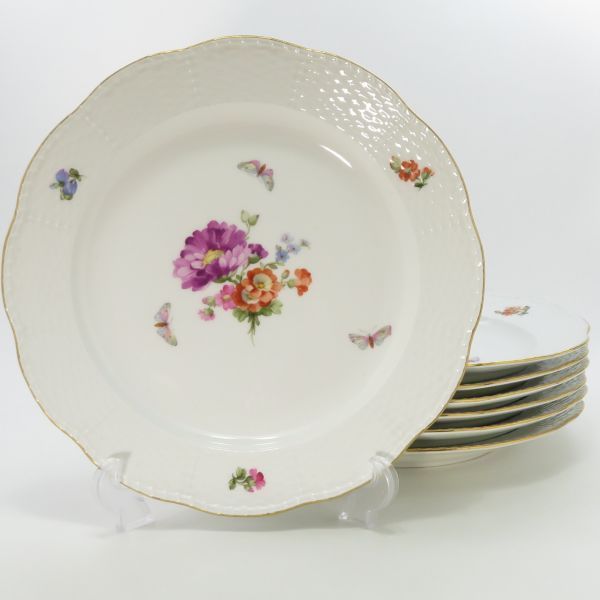 KPMベルリン プレート フラワーブーケ ベーシックフラワー ディナープレート 24.5cm 大皿 洋食器 7枚セット べルリン王立磁器製陶所 1級品