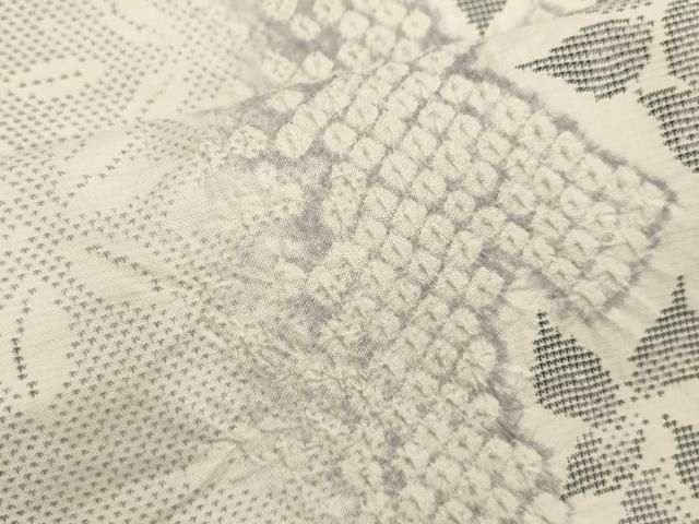 平和屋着物○本場大島紬 白大島 9マルキ 絞り 草花文 正絹 逸品  