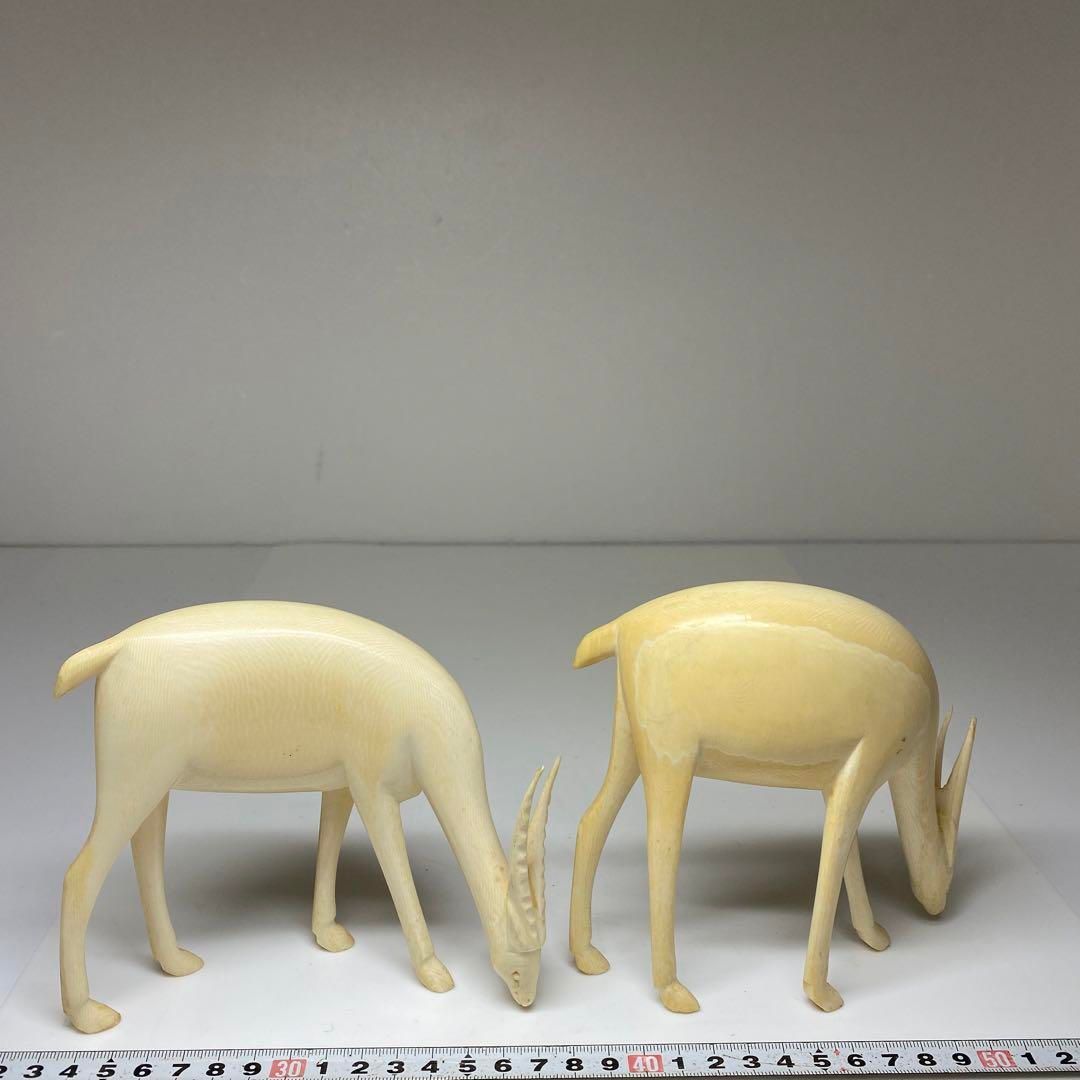 上 鹿 置物 一対 545g トヒニ 東な6-1120