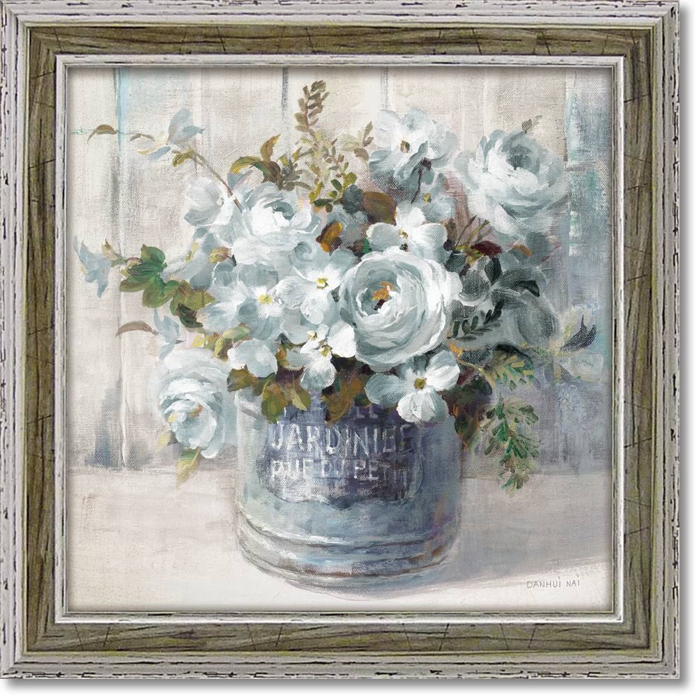 絵画 ダンフイ ナイ「ガーデン ブロッサム ブルー1」 インテリア 額入り 額装込 風景画 油絵 ポスター アート リビング 玄関 プレゼント モダン 飾る 花 フラワー アートフレーム アートパネル ギフト お祝い Mサイズ おしゃれ 壁掛け 絵