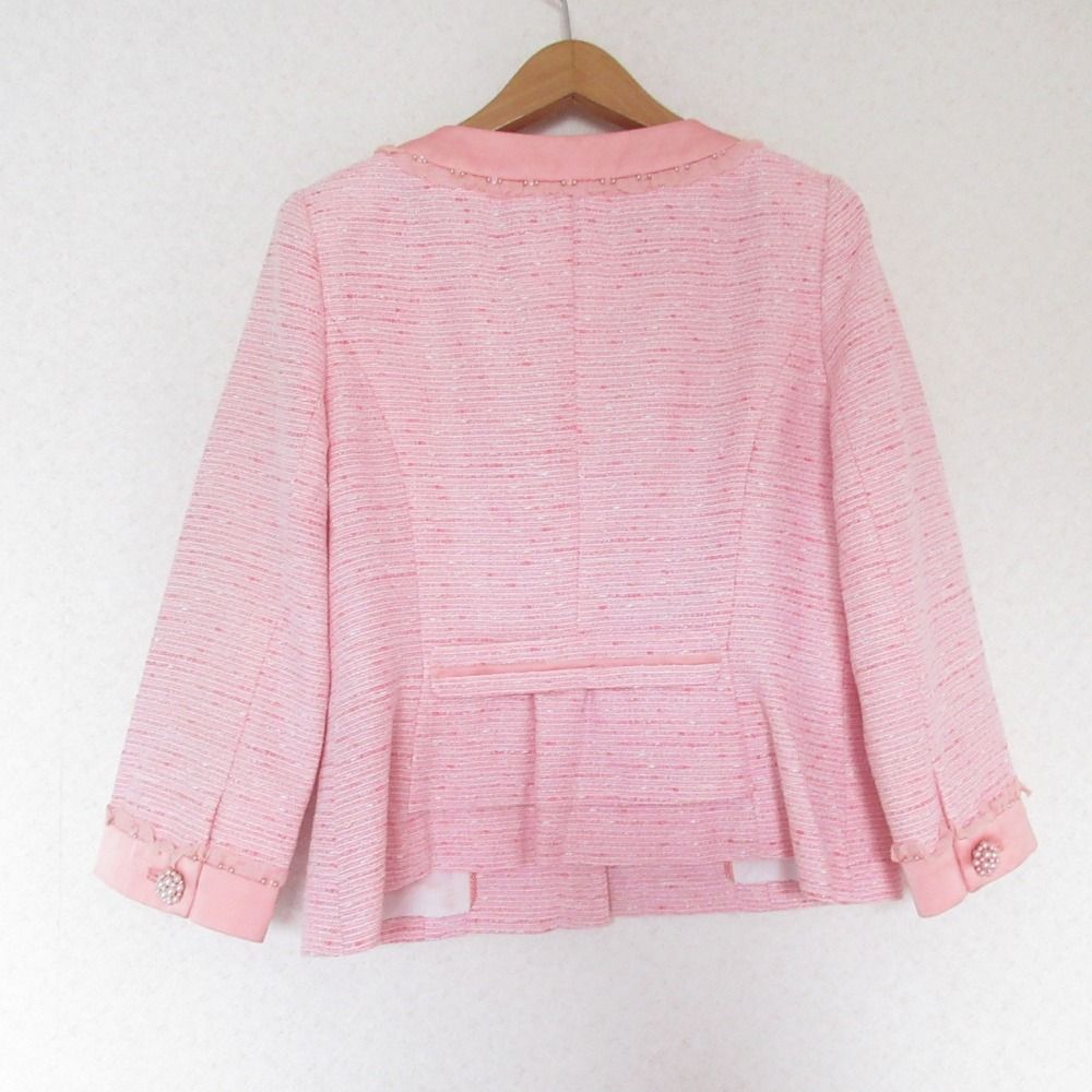 美品 Courreges クレージュ ツイード ノーカラー ジャケット