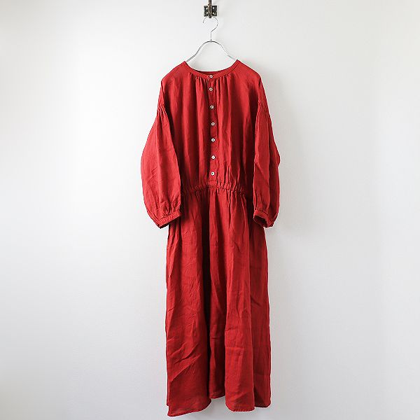 nest Robe ネストローブ リネンギャザー2wayワンピース F/レッド nest Robe ネストローブ リネンギャザー2wayワンピース F/レッド