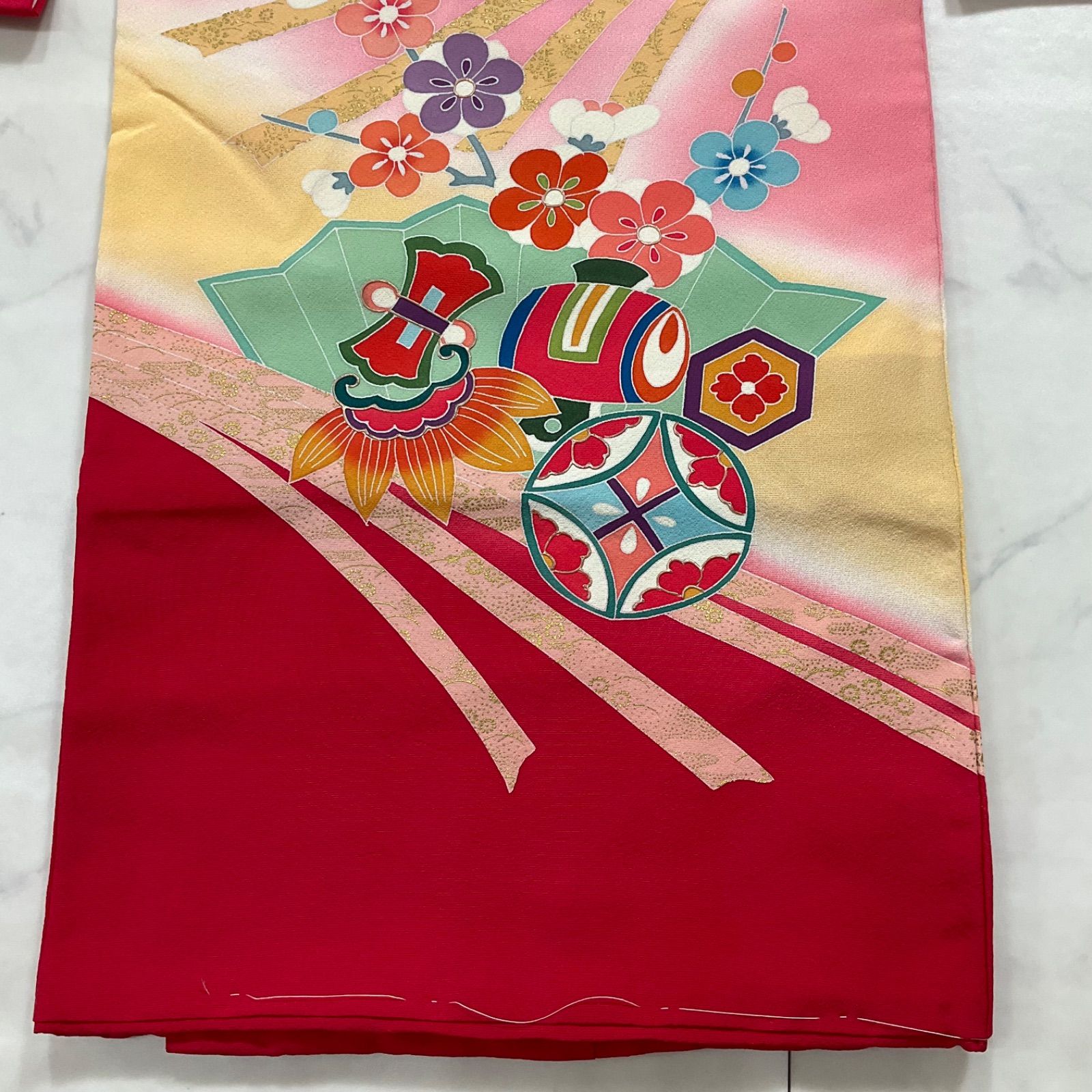 ◇kimono+one◇産着◇お宮参り◇子供着物◇仕付け糸付き◇正絹◇七五三