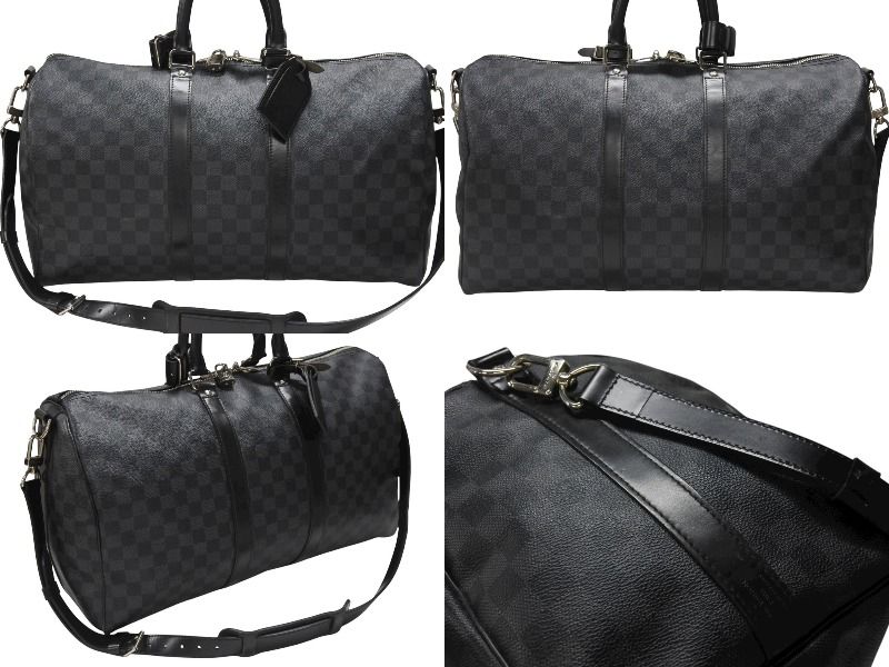 LOUISVUITTON ルイヴィトン キーポルバンドリエール45 ボストンバッグ N41418 ダミエグラフィット ブラック 4b007136