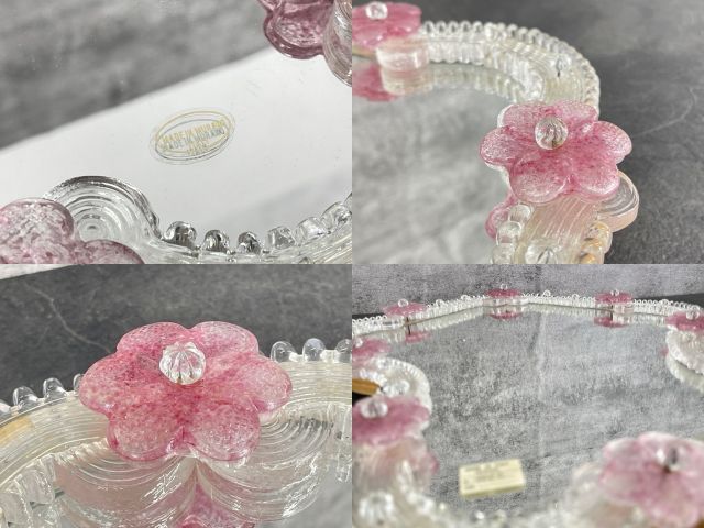 ムラーノ ベネチアンガラス 鏡 【中古】 MURANO イタリア製 壁掛け