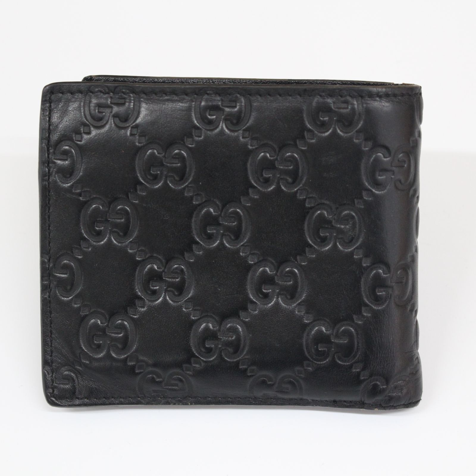 A773】GUCCI 二つ折り財布 グッチシマ ブラック レザー グッチ - メルカリ