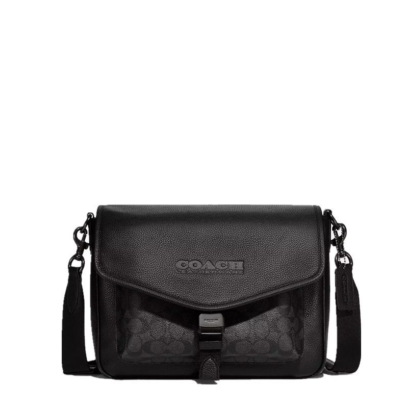 【COACHバッグ】COACH コーチバッグ CH753  チャコール×ブラック チャーター メッセンジャー・シグネチャー キャンバス ショルダーバッグ 斜めがけバッグ クロスボディー アウトレット品 新品未使用