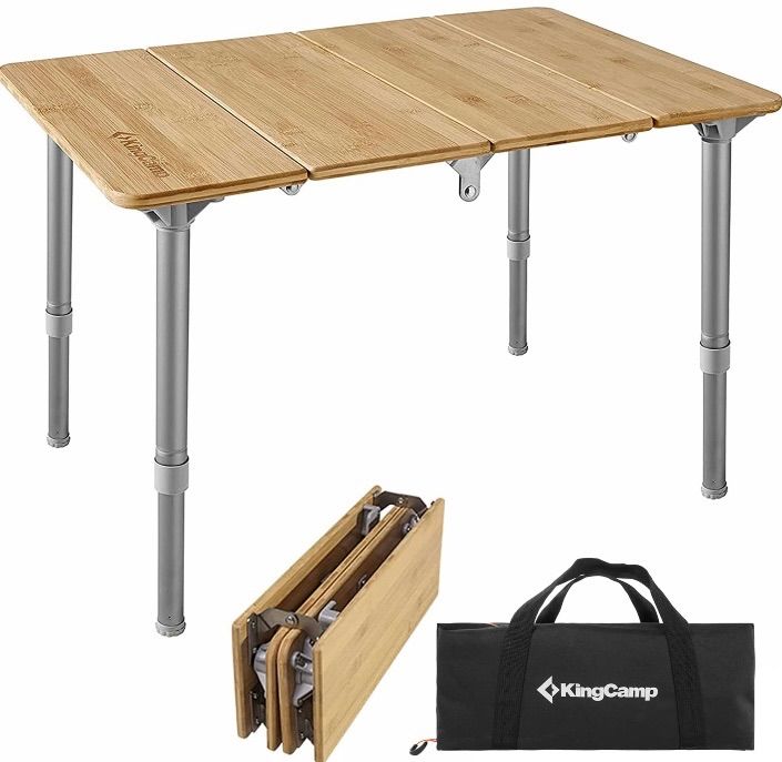 KingCamp バンブーテーブル 高さ調節可 60×40cm 30kg未使用品