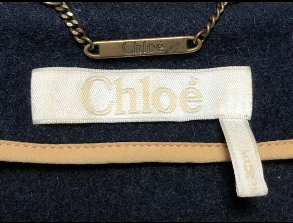 Chloe クロエ ジップアップ ウール×モヘア ジャケット ショートコート ネイビー 紺 34 オーバーサイズ アウター　C048