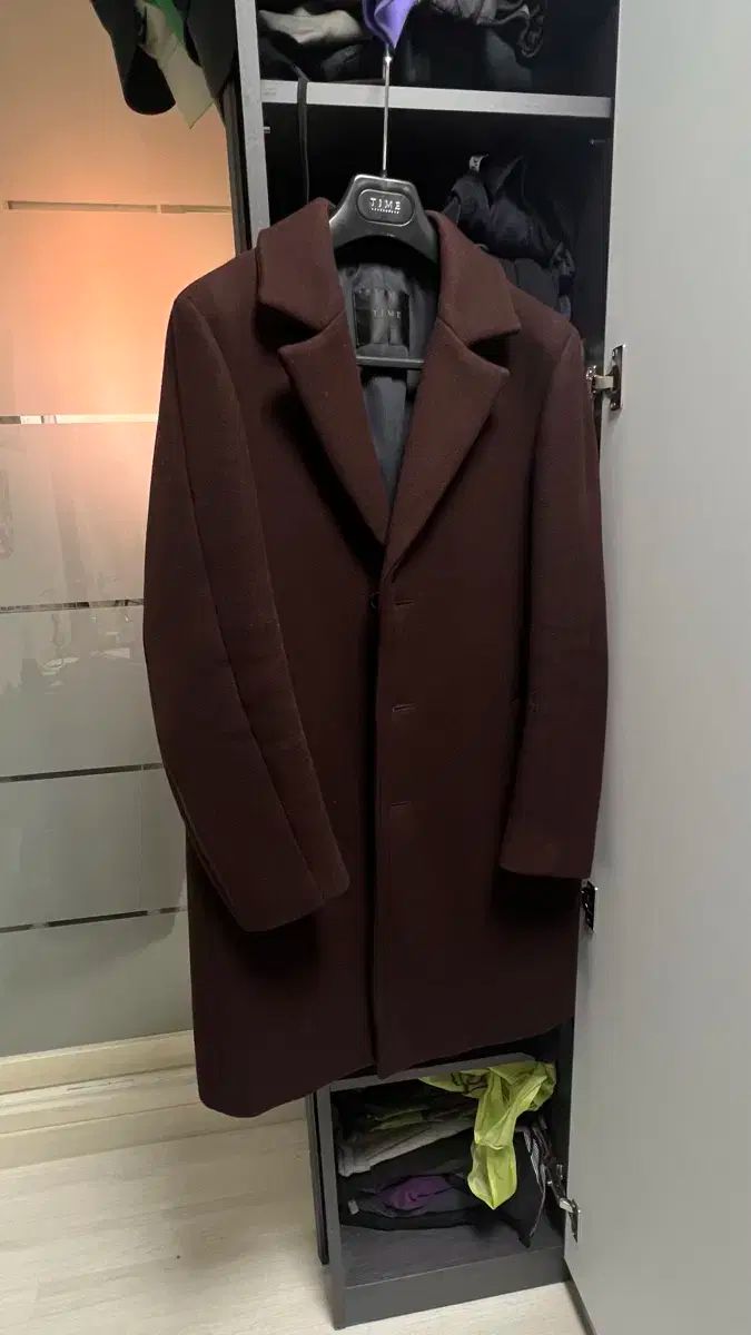 TIME HOMME バーガンディー シングルコート