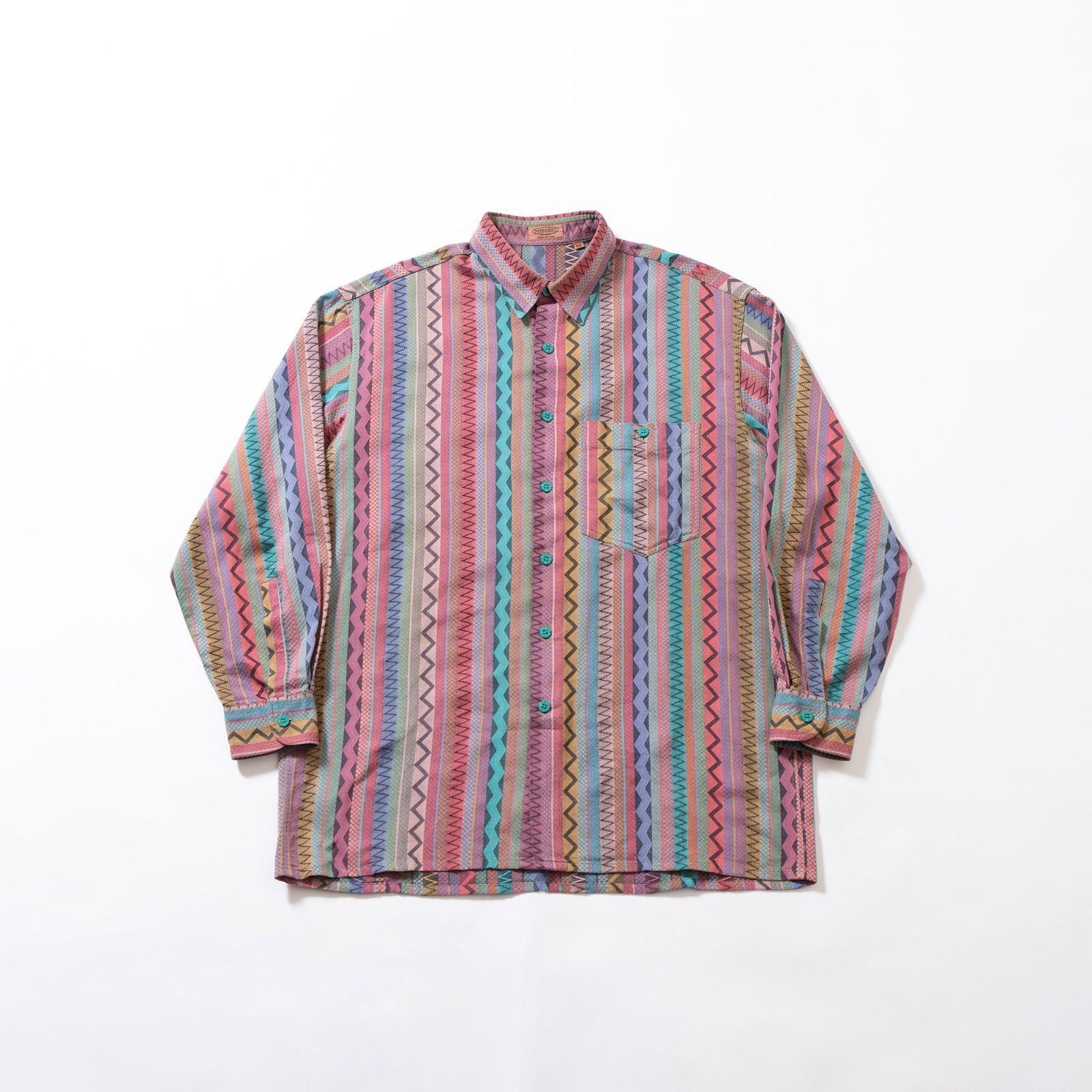 MISSONI◆長袖シャツ/11/コットン/BRD/総柄 ミッソーニ MISSONI 総柄 コットンシャツ チェックシャツ 柄