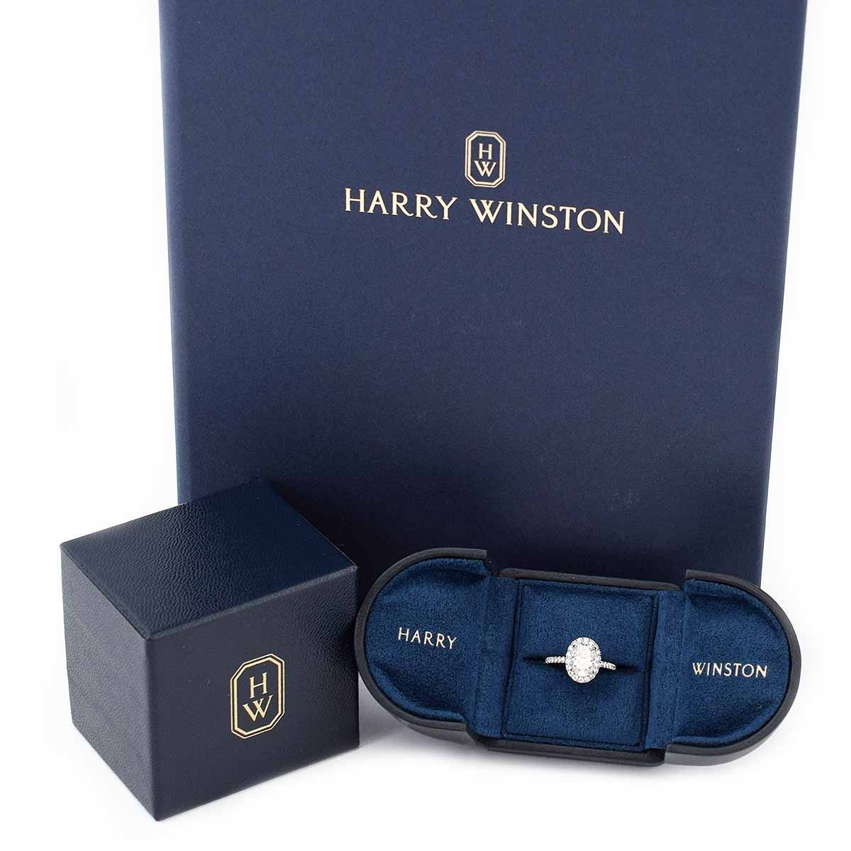 HARRY WINSTON ハリーウィンストン ダイヤモンド(1.54ct D-VS1) オーバルシェイプ・マイクロパヴェ・リング PT950 プラチナ 日本サイズ約7.5号 #47.5 HW GIA鑑定書【送料無料】指輪 【中古】21290405