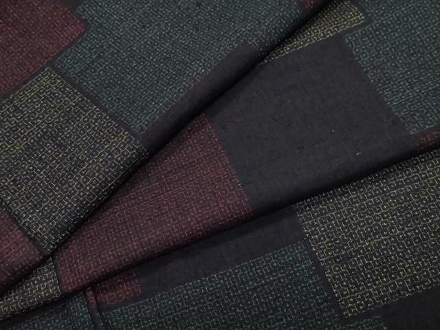 平和屋着物○本場結城紬 重要無形文化財 100亀甲 吉祥文 正絹 逸品  