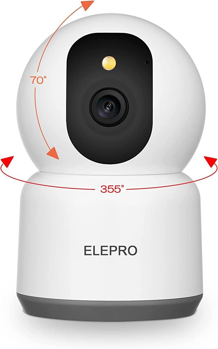 ELEPRO 500万画素・5Ghz WiFi対応ペットカメラ 見守りカメラ フルカラーナイトビジョン 防犯カメラ セキュリティカメラ 監視カメラ  ベビーモニター ベビーカメラ( ホワイト)