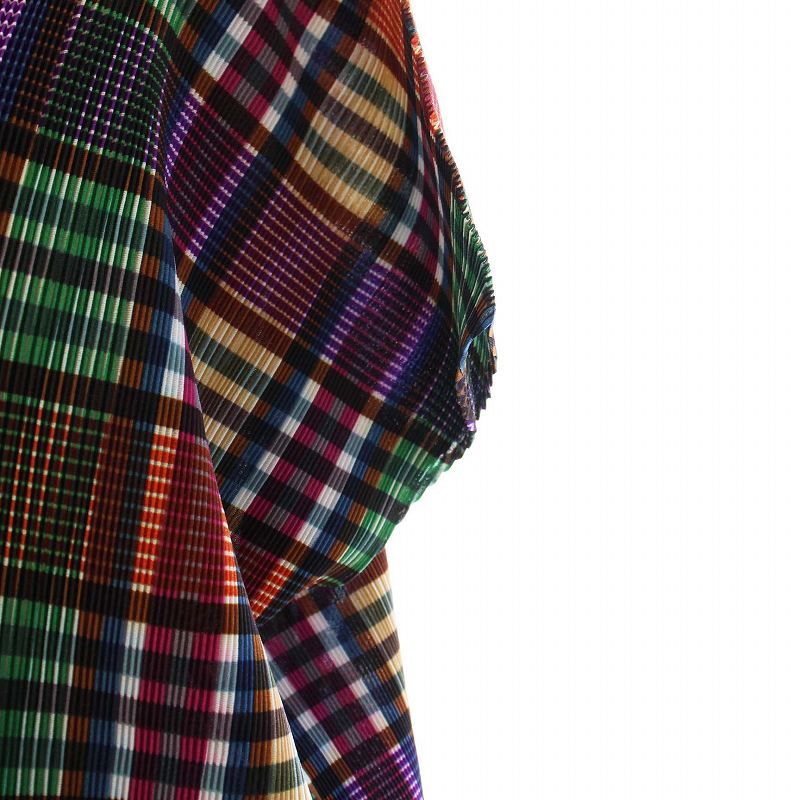 プリーツプリーズ PLEATS PLEASE イッセイミヤケ プリーツカットソー 半袖 チェック柄 3 マルチカラー PP23FK333 /KH レディース プリーツプリーズ PLEATS PLEASE イッセイミヤケ プリーツ