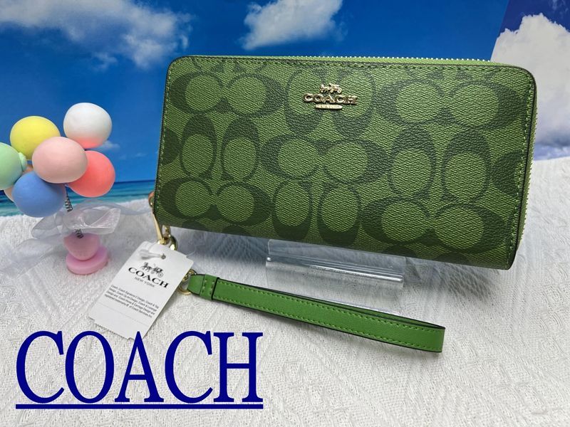 コーチ 財布 COACH 長財布 シグネチャー ロング ジップ アラウンド ウォレット グリーン 緑 プレゼント ギフト 贈り物  敬老の日 財布 レディース 新品未使用C022 C4452 13