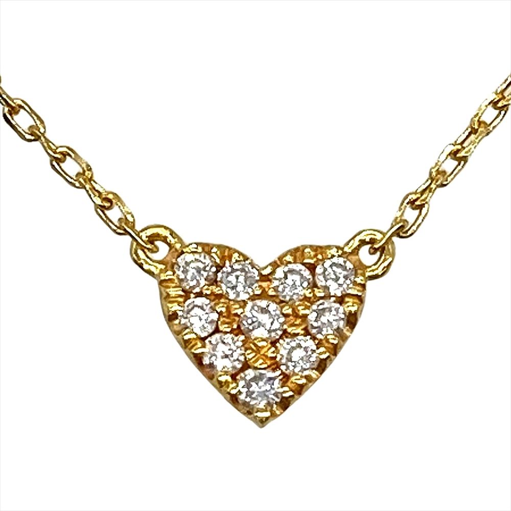 アーカー AHKAH ハート パヴェ ネックレス ダイヤモンド 0.05ct K18YG 