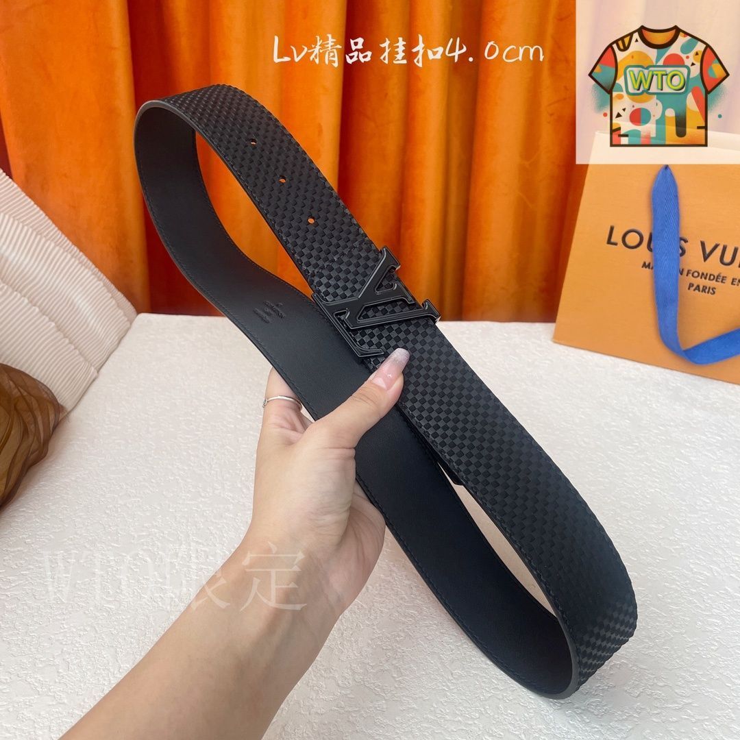 LOUIS VUITTON レザーベルト ブラック Louis Vuitton ベルト 黒 レザー