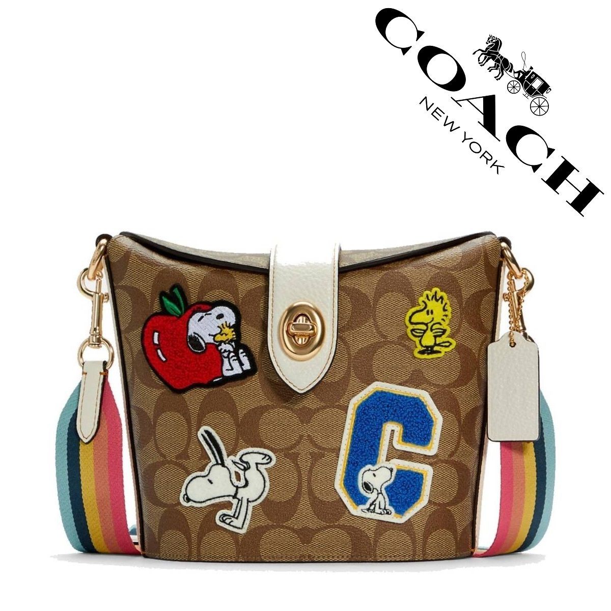 COACHコーチ X スヌーピーコラボ☆ワッペンショルダーミニバック限定 