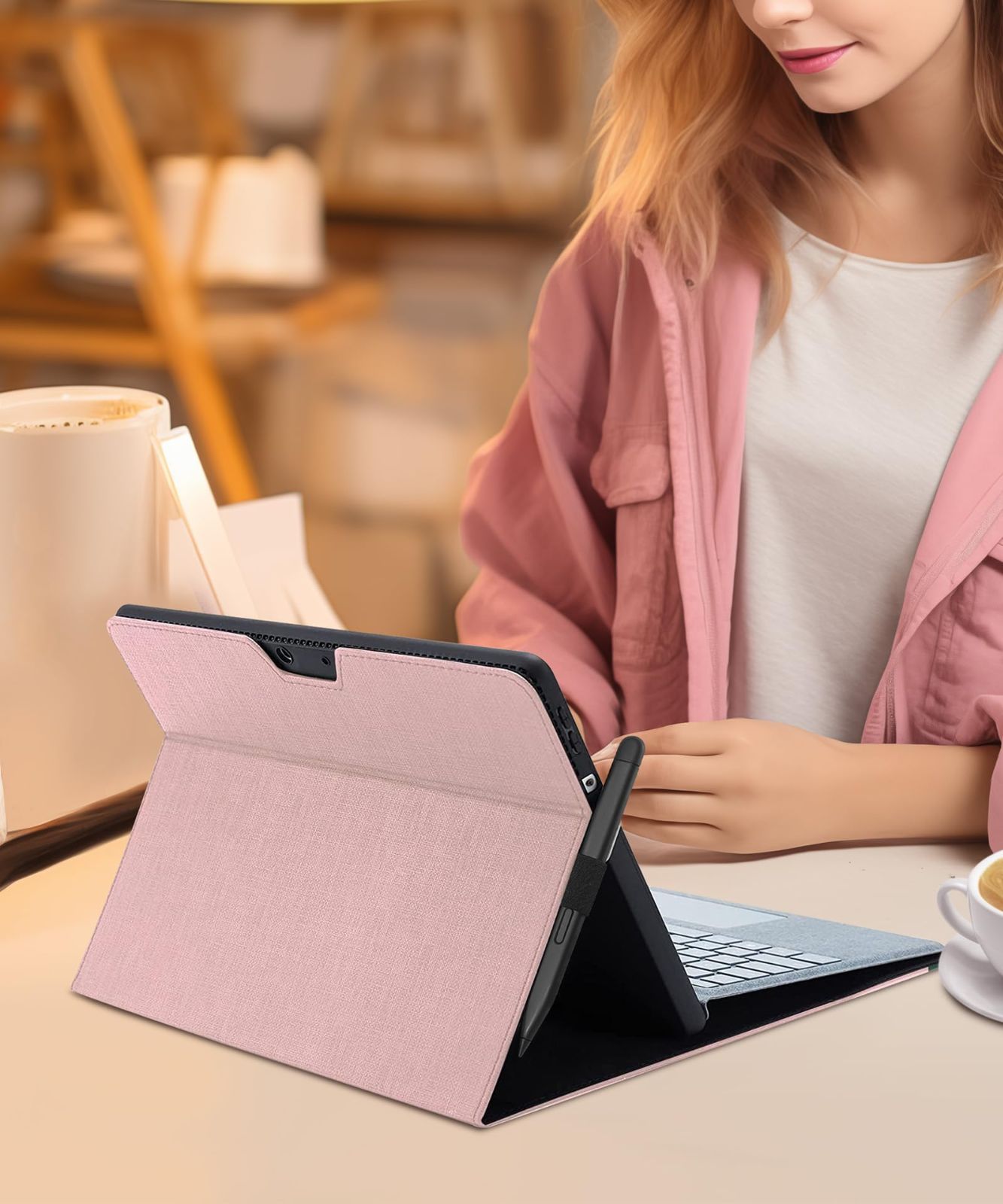 【数量限定】スタンド キーボードを収納可能軽量 多視角 表面内蔵保護 専用保護カバー マイクロソフト 薄型 ケース 9(2022) Pro Pro ペンホルダー付き Pro Surface Surface Surface PU / / (2024) 10 スマ