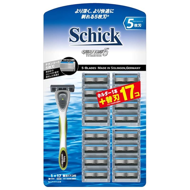 Schick(シック) クアトロ5チタニウム クラブパック(ホルダー(刃付き)+替刃16コ) 髭剃り カミソリ 1