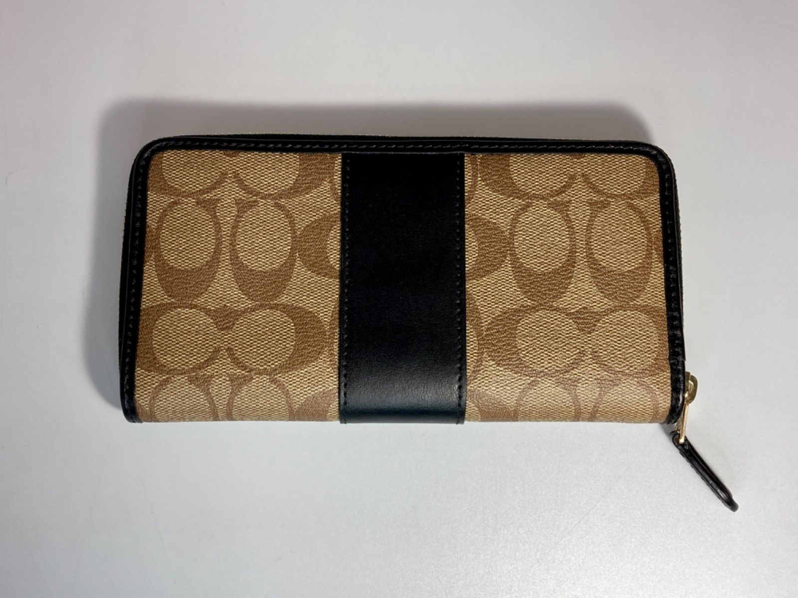 AZ049) COACH SIG PVC LTH ACC ZIP ラウンドファスナー F54630 カーキ ブラック