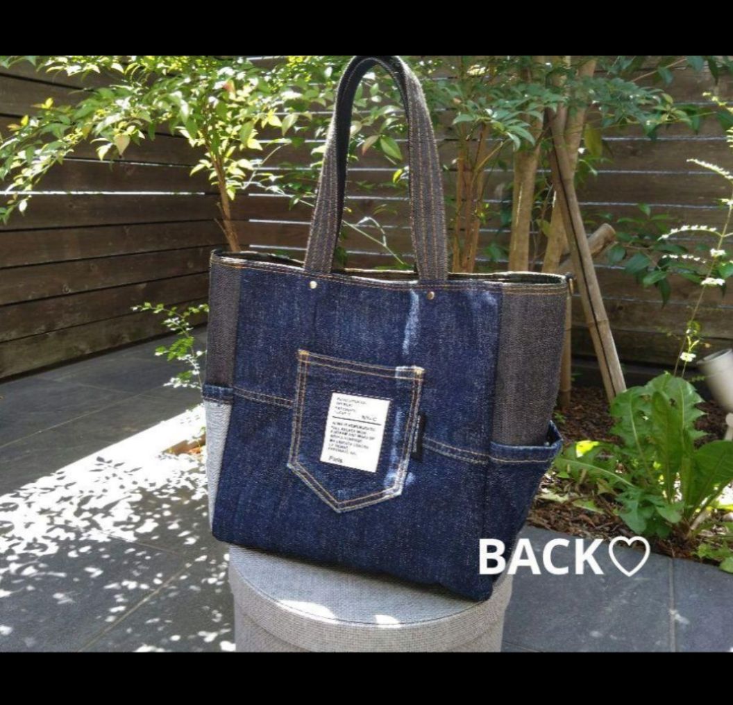 №727【DENIM✖️BIGsize ToteBAG?⚮̈】大きめデニムリメイクトート 
