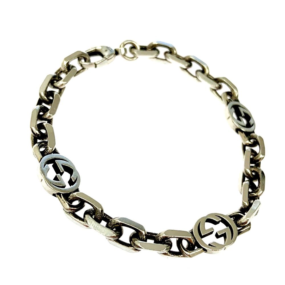 グッチ　ブレスレット　925 中古】【箱付き】 GUCCI グッチ シルバー インターロッキングG