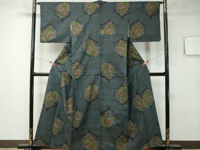 平和屋着物■本場村山大島紬　色紙重ね花文　逸品　未使用　BAAJ3147hv 平和屋着物□本場村山大島紬 色紙花文 正絹 逸品 AAAT4040jd 平和屋着物