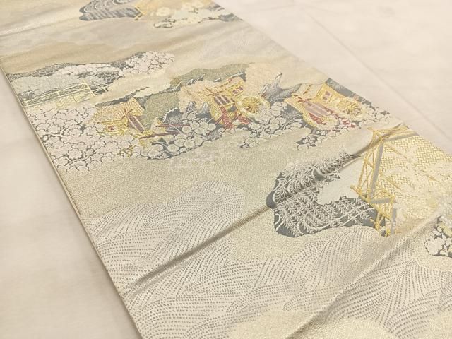 平和屋着物◎六通柄袋帯 王朝煙霞文 金銀糸 正絹 逸品 BAAU9935yc